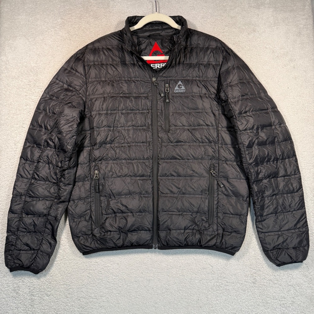 Gerry Down Puffer Jacket Mens M Black 650 Fill Power Packable Lightweight Coat